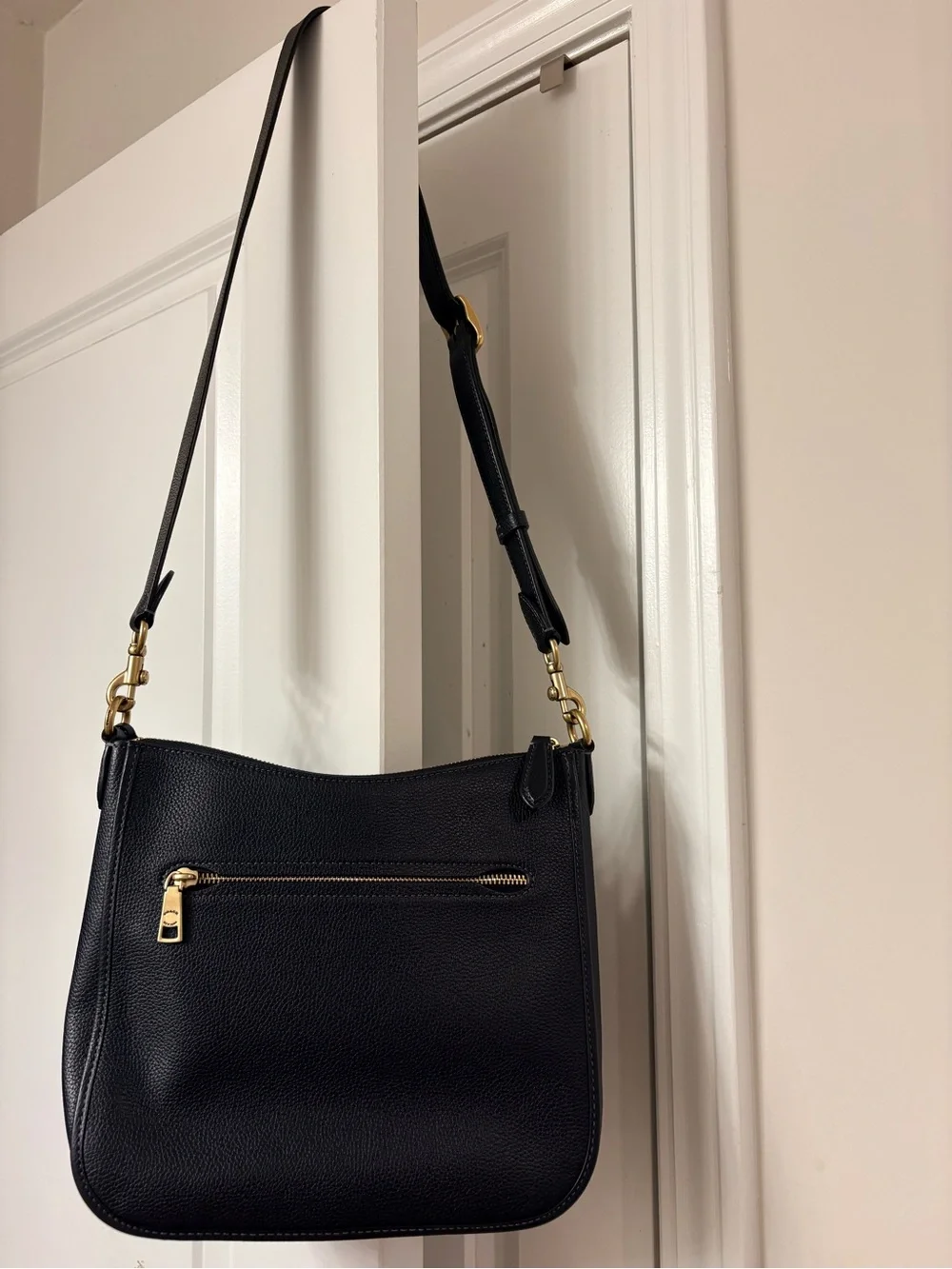 Coach Black Pebbled Leather Shoulder/Crossbody Bag with Gold Hardware